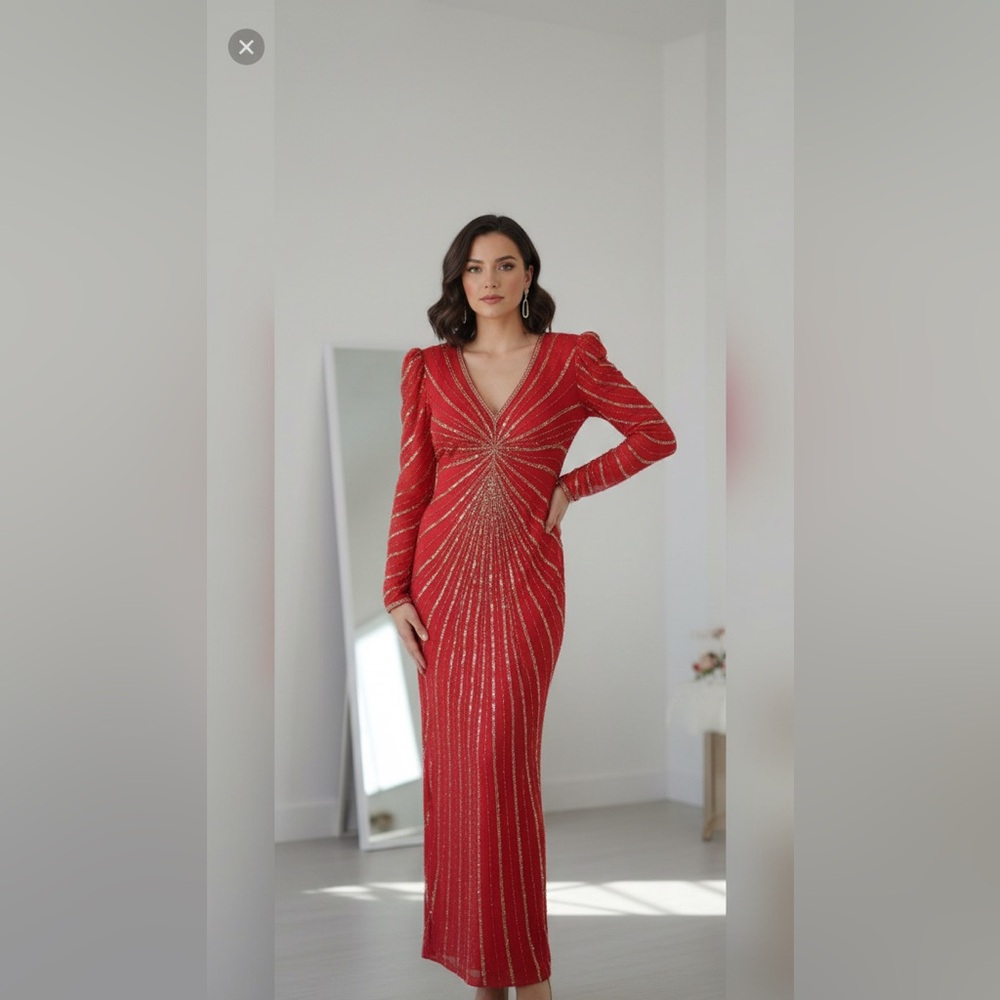 Vintage Marina Luna Radiant Red Sequin Dress